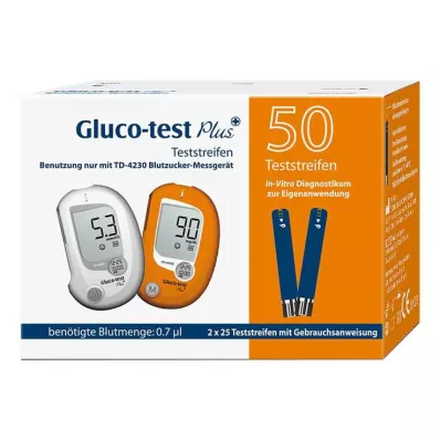GLUCO TEST Plus bloedglucoseteststrips, 50 stuks