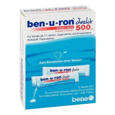 Ben-U-Ron direct 500 mg granulaat aardbei/vanille, 10 st