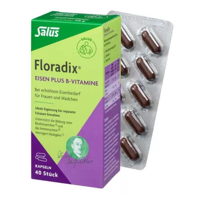 FLORADIX IJzer plus B-vitaminen capsules, 40 stuks FLORADIX IJzer plus B-vitaminen capsules, 40 stuks