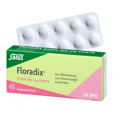 Floradix ijzer 100 mg forte filmomhulde tabletten, 20 stuks Floradix ijzer 100 mg forte filmomhulde tabletten, 20 stuks