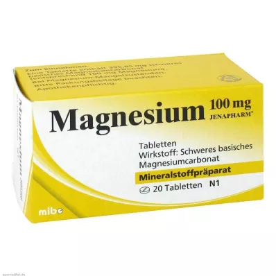 MAGNESIUM 100 mg Jenapharm tabletten, 20 stuks MAGNESIUM 100 mg Jenapharm tabletten, 20 stuks