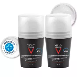 VICHY HOMME Deo Roll-on voor gevoelige huid 48h DP, 2X50 ml
