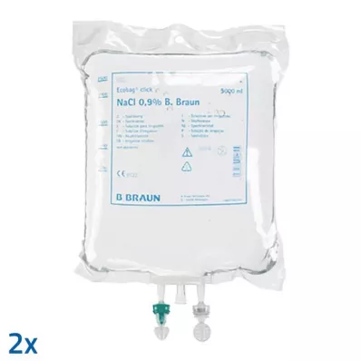 Zoutoplossing 0,9% B.Braun spoeloplossing Ecob.Click, 2X5000 ml