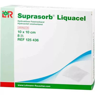 SUPRASORB Liquacel hydroakt.Faserverb.10x10 cm, 8 stuks