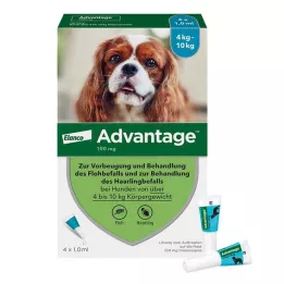 ADVANTAGE 100 oplossing voor honden 4-10 kg, 4 stuks
