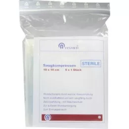 SAUGKOMPRESSEN steriel 10x10 cm, 5X1 pc