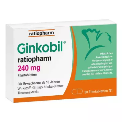 GINKOBIL-ratiopharm 240 mg filmomhulde tabletten, 30 st GINKOBIL-ratiopharm 240 mg filmomhulde tabletten, 30 st