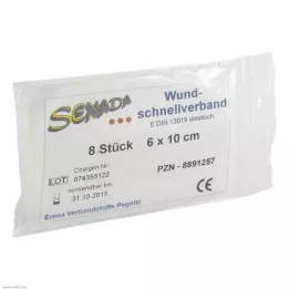 SENADA Snel wondverband 6x10 cm, 8 stuks