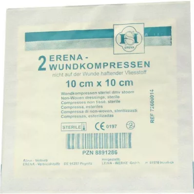 ERENA Vlieskompressen steriel 10x10 cm, 2 stuks ERENA Vlieskompressen steriel 10x10 cm, 2 stuks