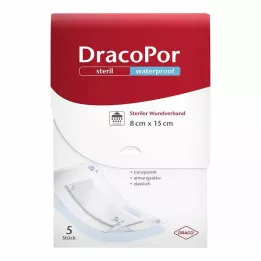 DRACOPOR Waterdicht wondverband 8x15 cm steriel, 5 stuks
