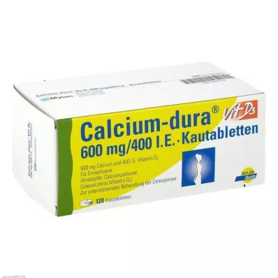 CALCIUM DURA Vit D3 600 mg/400 I.U. Kauwtabletten, 120 st