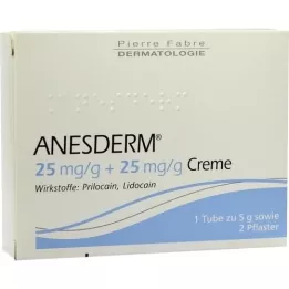 ANESDERM 25 mg/g + 25 mg/g crème + 2 pleisters, 5 g