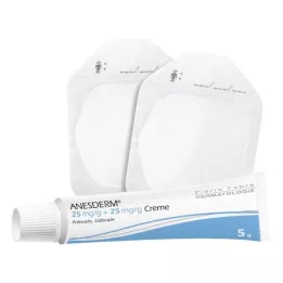 ANESDERM 25 mg/g + 25 mg/g crème + 2 pleisters, 5 g