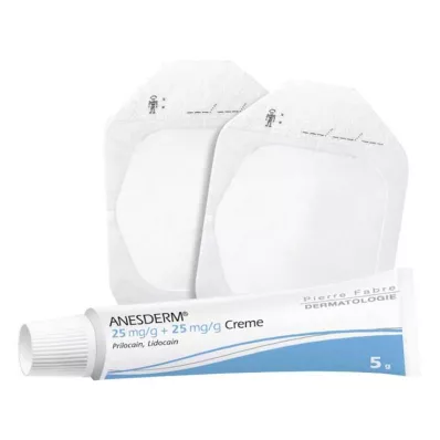 ANESDERM 25 mg/g + 25 mg/g crème + pleister, 5 g ANESDERM 25 mg/g + 25 mg/g crème + pleister, 5 g