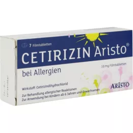CETIRIZIN Aristo voor allergieën 10 mg filmomhulde tabletten, 7 st