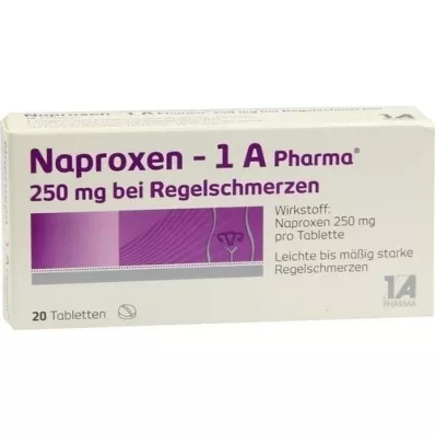 NAPROXEN-1A Pharma 250 mg tegen menstruatiepijn, 20 st