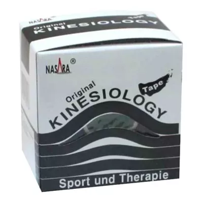 Nasara Kinesiotape 5 cm x 5 m zwart incl. dispenserdoos, 1 stuk