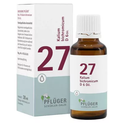 Biochemie Pflueger 27 Kalium bichromicum D 6 druppels, 30 ml Biochemie Pflueger 27 Kalium bichromicum D 6 druppels, 30 ml