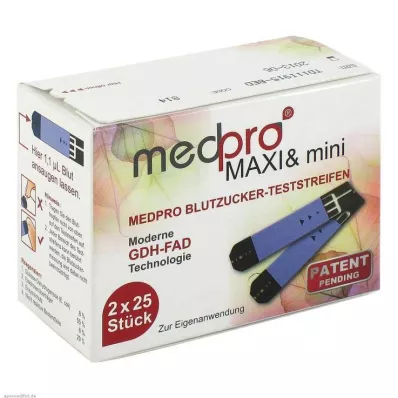 MEDPRO Maxi & mini bloedglucoseteststrips, 2X25st MEDPRO Maxi & mini bloedglucoseteststrips, 2X25st