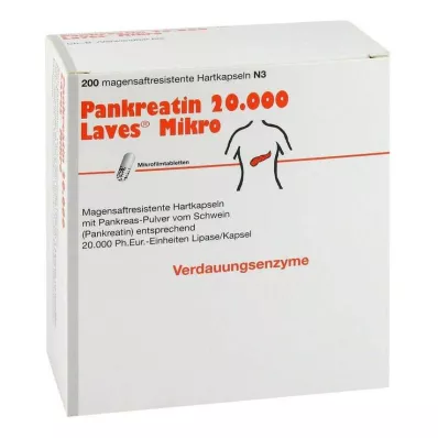 Pancreatin 20000 Laves micro maagsapresistente capsules, 200 stuks