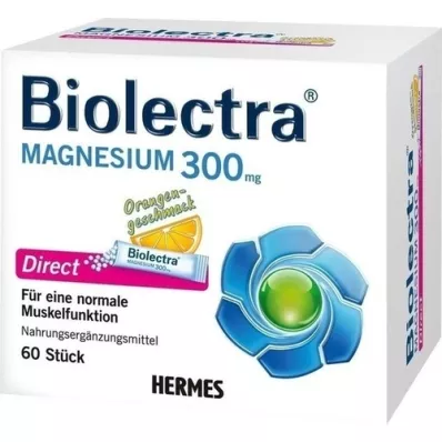 BIOLECTRA Magnesium 300 mg Directe Sinaasappelsticks, 60 stuks