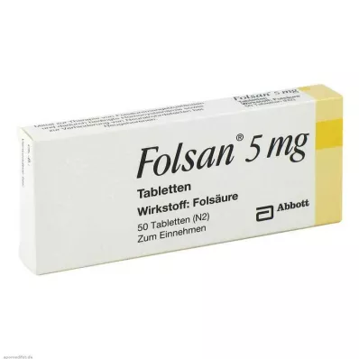 Folsan 5 mg tabletten, 50 stuks Folsan 5 mg tabletten, 50 stuks