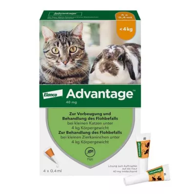 ADVANTAGE 40 mg oplossing voor kleine katten/konijnen, 4X0,4 ml