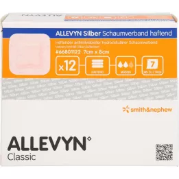 ALLEVYN Zilverschuimverband 7x8 cm zelfklevend, 12 stuks