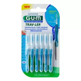 GUM TRAV-LER 1,6 mm fir blauw interdentaal+6caps, 6 stuks