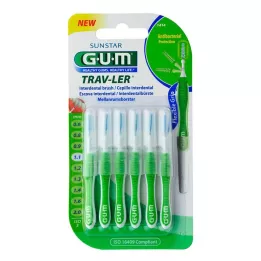 GUM TRAV-LER 1,1 mm spar groen interdentaal+6caps, 6 stuks