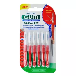 GUM TRAV-LER 0,8 mm kaars rood interdentaal+6caps, 6 stuks
