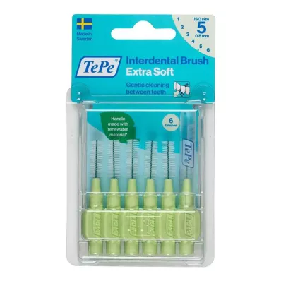 TEPE Interdentale rager x-zacht 0.8mm ISO 5 groen, 6 stuks TEPE Interdentale rager x-zacht 0.8mm ISO 5 groen, 6 stuks