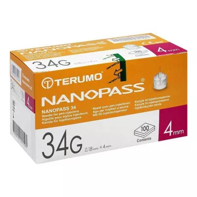 Terumo Nanopass 34 Pencanule 34G 0,18x4mm, 100 stuks