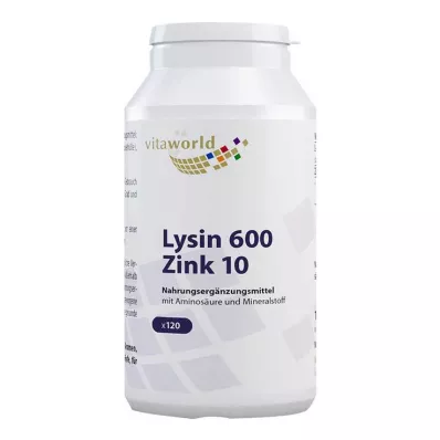 Lysine 600 mg plus zink 10 mg capsules, 120 stuks