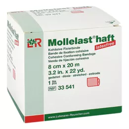 MOLLELAST zelfklevend latexvrij verband 8 cmx20 m rood, 1 st