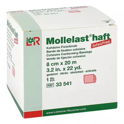 MOLLELAST zelfklevend latexvrij verband 8 cmx20 m rood, 1 st