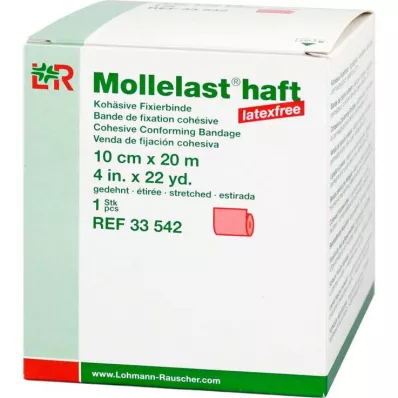 MOLLELAST zelfklevend latexvrij verband 10 cmx20 m rood, 1 st