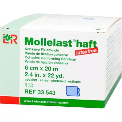 Mollelast lijm latexvrij 6cmx20m opgerekt blauw, 1 st Mollelast lijm latexvrij 6cmx20m opgerekt blauw, 1 st