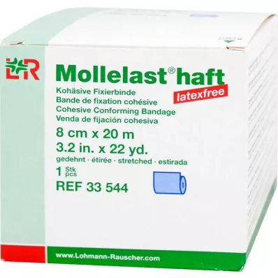 Mollelast lijm latexvrij 8cmx20m opgerekt blauw, 1 st Mollelast lijm latexvrij 8cmx20m opgerekt blauw, 1 st