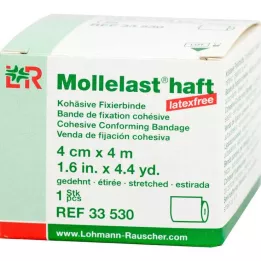 MOLLELAST zelfklevend latexvrij verband 4 cmx4 m wit, 1 st