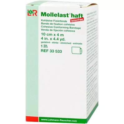 MOLLELAST zelfklevend latexvrij verband 10 cmx4 m wit, 1 st