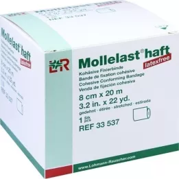 MOLLELAST zelfklevend latexvrij verband 8 cmx20 m wit, 1 st