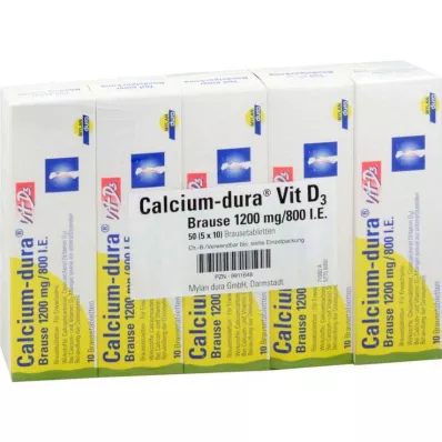 CALCIUM DURA Vit D3 Effervescent 1200 mg/800 I.U., 50 st CALCIUM DURA Vit D3 Effervescent 1200 mg/800 I.U., 50 st
