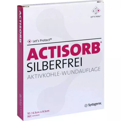 ACTISORB SILBERFREI 6,5x9,5 cm actieve kool, 10 stuks