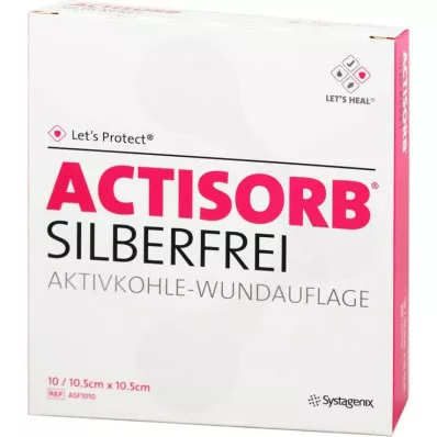 ACTISORB SILBERFREI 10,5x10,5 cm actieve kool, 10 stuks