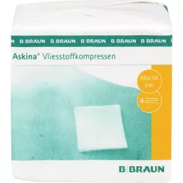 ASKINA Niet-geweven kompres 10x10 cm niet-steriel 4-voudig, 100 stuks