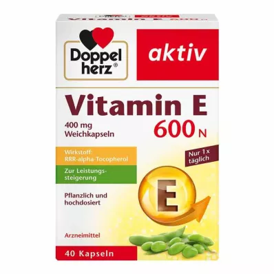 DOPPELHERZ Vitamine E 600 N Zachte Capsules, 40 stuks DOPPELHERZ Vitamine E 600 N Zachte Capsules, 40 stuks