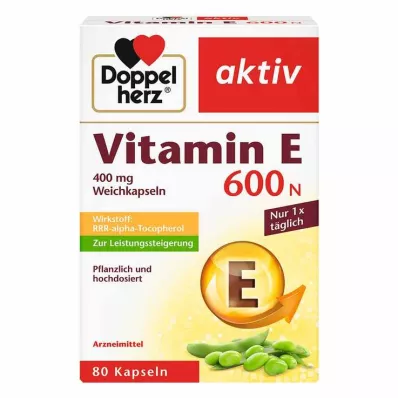 DOPPELHERZ Vitamine E 600 N Softgels, 80 Capsules