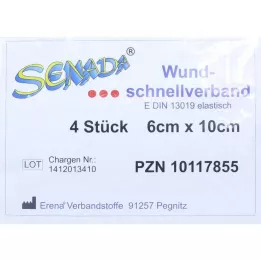 SENADA Snel wondverband 6x10 cm, 4 stuks