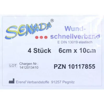 SENADA Snel wondverband 6x10 cm, 4 stuks SENADA Snel wondverband 6x10 cm, 4 stuks